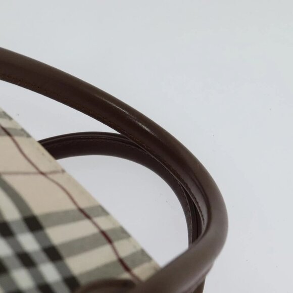 BURBERRY Nova Check Blue Label Tote Bag Nylon Beige Silver Auth - Picture 10 of 16